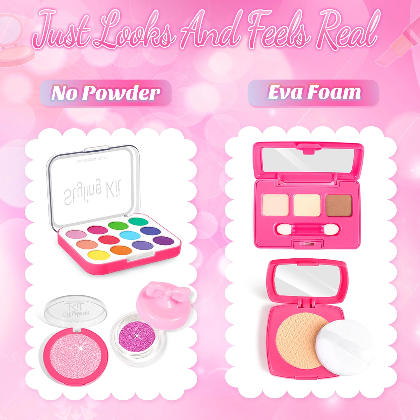 Pretend Makeup for Toddlers, Toy Play Makeup Set for Kids 3-5, Toddler Makeup Kit Pretend, Fake Makeup for Kids, Princess Toddler Toys for Girls, Gifts Toys for 3 4 5+ Year Old Girls(Not Real Makeup)