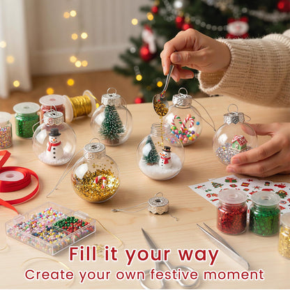 JOHOUSE 20PCS Clear Ornament Balls Fillable, 2 Inch Christmas Ornaments Balls Fillable Plastic Ball Ornament for DIY Crafts Xmas Tree Party Decor