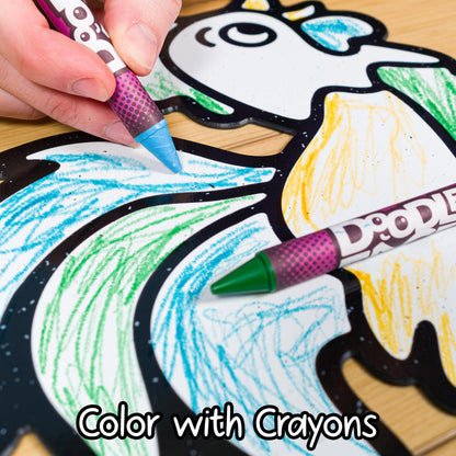 DoodleFace Farm Companion Toy Set for Kids: Color, Play, Wipe Away with Crayons and Eraser. Educational Reusable Coloring Toy with Barn, Goat, Rooster, Tractor.