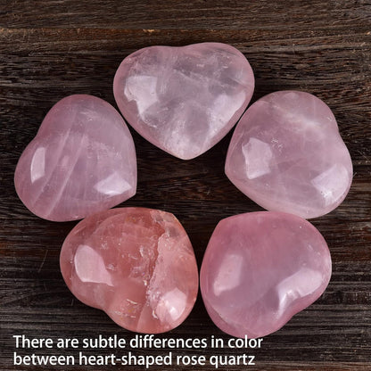 JIC Gem Heart Shaped Rose Quartz Crystal Healing Stone Large Pocket Palm Worry Stone with Display Stand Chakra Reiki Balancing 2.9"-3.3"