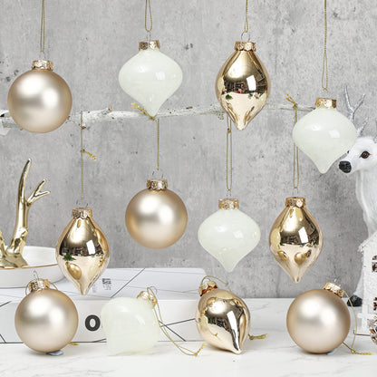 Zomiboo 12 Pcs Gold Glass Christmas Ball Ornaments Set 3.15" Hanging Shatterproof Glass Bulbs for Christmas Tree Baubles Bulk for Holiday Xmas Tree Decorations Gifts