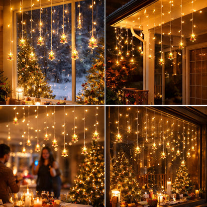 AiPertop Curtain String Light Christmas Decoration Icicle Lights 8 Modes dimmable,108 LEDs 4M Christmas and Halloween String Lights for Home,Office,Party,bar,Holiday,Party (Warm White)