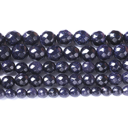 8mm 45pcs Natural Blue Sandstone Faceted Stone Beads for Jewelry Making DIY Bracelet Necklace Accessories 15" Energy Healing Power Stone Beads (Faceted Blue Sandstone, 8mm)