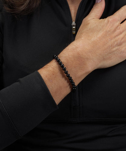 Cherry Tree Collection - Small, Medium, Large Sizes - Gemstone Beaded Bracelets For Women and Men - 6mm Round Beads (Black Tourmaline - Medium)