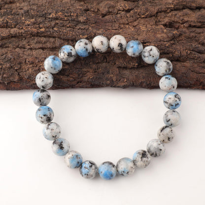 Anagha Jewels Natural K2 Jasper Cystal Beads Bracelet For Women & Men, Handmade 8mm K2 Jasper Beaded Stretch Bracelet 7.5", Energy Power Chakra Healing Bracelet, Blue Stone Bracelet