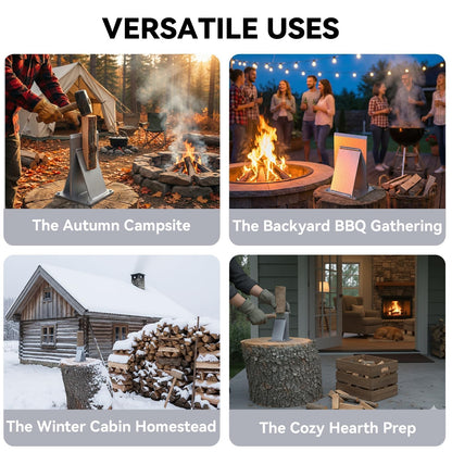 MEEPOCAN Firewood Splitter with Wider Fins, Ultra-Sharp Blade, 7.3LB Heavy Design Reduces Bounce, Safe Axe-Free Wood Splitting Wedge for Fire Pits & Outdoor Use, Silver, Size: XLarge