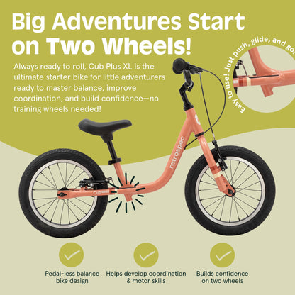 Retrospec Cub Plus XL Kids Balance Bike - 14in Outdoor Toddler Bike with Adjustable Height 15-21in - Lightweight Aluminum Frame & Hand Brakes for Ages 4-6 - Training with Air Tires