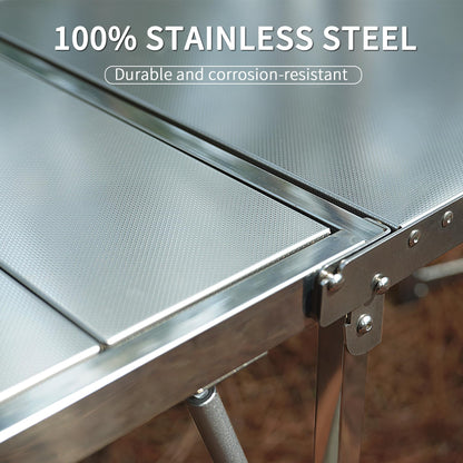 CAMPJOURNEY Folding Table IGT Camping Table, Portable Outdoor IGT Cook System, Stainless Steel Camp Table with Carry Bag for Car Camping Picnic RV Trip Patio Backyard BBQ