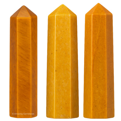 Amazing Gemstone Yellow Jasper Crystal Points Bulk Healing Crystals and Stones - Pack of 3, Single Terminated Healing Wand Point Bulk Crystals for Crafts, Crystal Grid, DIY Work