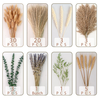 Boho Dried Flower Bouquet – Pampas Grass Bouquet with Lavender, Eucalyptus, Wheat & Bunny Tail – Rustic Dried Floral Arrangement for Olive Green Decor, Farmhouse Flowers, and Wedding Centerpieces