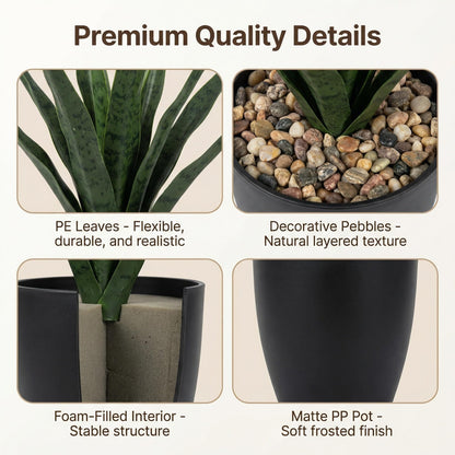 Tisuvimy Artificial Snake Plant in Matte Pot Small Faux Sansevieria Potted with Fixed Stones,9.8" Fake Fake Sansevieria Aloe Tropical Plant for Home Shelf Office Desk Bathroom Room Decor
