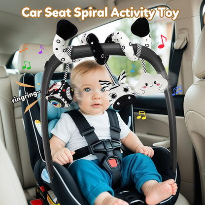 GKDOMS Baby Spiral Hanging Stroller and Car Seat Toys Black and White High Contrast Sensory Toy Newborn Plush Activity Toys Party Favors Gifts for Baby Shower -Zebra