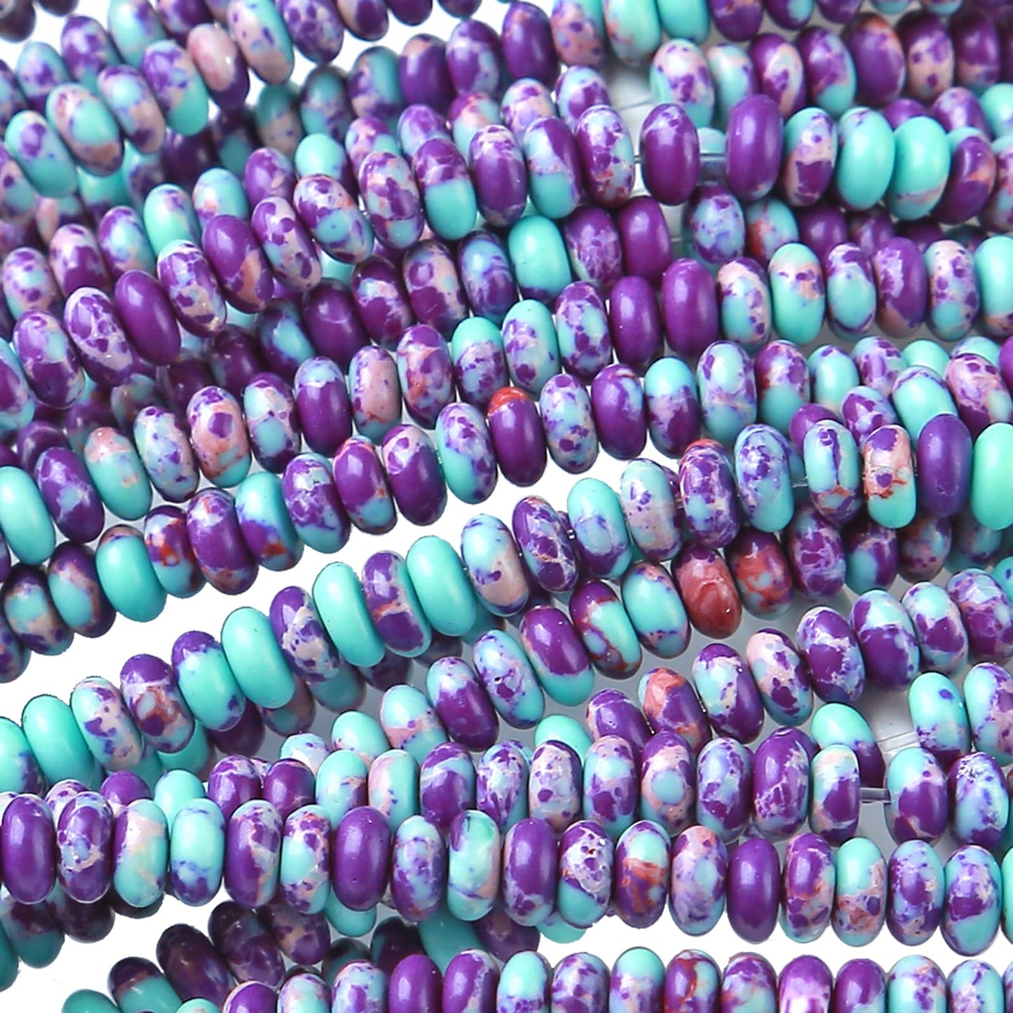2x4MM 150PCS Galaxy Sea Sediment Impression Jade Tube Abacus Rondelle Disk Spacer Loose Beads for Jewelry Making