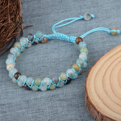 MASSIVE BEADS Double Layer Stone Chakra Healing Crystals Bracelet Yoga Beads Meditation Relax Anxiety Bangle for Unisex Women Men (Multicolor-Amazonite, 6mm)