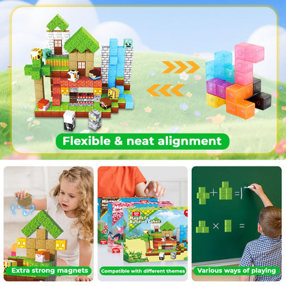 Magnetic Blocks-200PCS Magnetic Building Blocks, Magnets Cubes 2026 Upgraded Stacking Magnets for Kids Forest River Indoor Construction STEM Toys, Christmas Birthday Gifts for Boys & Girls Ages 3+