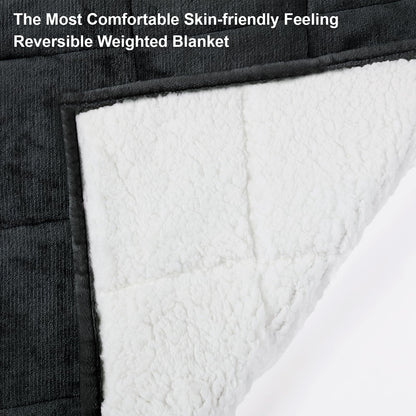 Alomidds Weighted Blanket Queen Size 15lbs 60x80 inches,Soft Plush Fleece Throw Weighted Blankets with Cozy Warm Sherpa,Ultra Fuzzy Heavy Blanket Microfiberfor Sofa Bed, Dark Grey