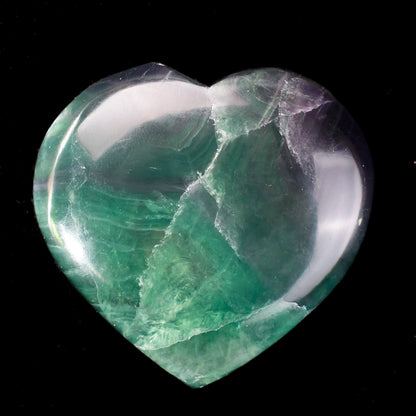 Crocon 50mm Multi Fluorite Heart stone Big Heart Shape Puff Stones Set 450+ Carats Pocket Crystal Healing Tumble Collection Palm Worry Stone Good Luck Charm Meditation Gift Craft Home Decor