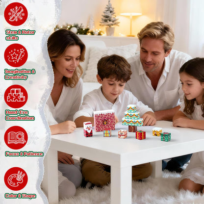Magnetic Building Blocks for Kids Ages 3-8, STEM Magnetic Cubes Travel Toys with Iron Storage Box – Portable Sensory Learning for Toddlers, Fine Motor Skills Toy for Ages 3 4 5 6 7 8（Festival）