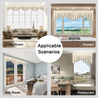 OYRING Valances for Windows Beige Window Valance for Living Room Rod Pocket Blackout Valance for Kitchen，Pack of 1 （Beige 39" W x 20" L）