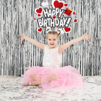 2 Pack Foil Curtain Backdrop Curtains Silver Tinsel Door Streamers Birthday Party Decorations Photo Booth Props for Disco Party Graduation Wedding Baby Shower Bachelorette Christmas Gender Reveal