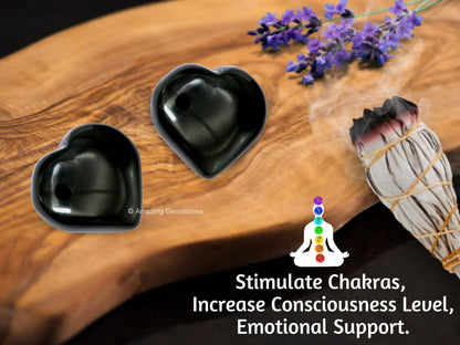 Amazing Gemstone Black Obsidian Crystal Heart Palm Stone - Pocket Massage Worry Stone for Natural Body Chakra Balancing, Reiki Healing and Crystal Grid
