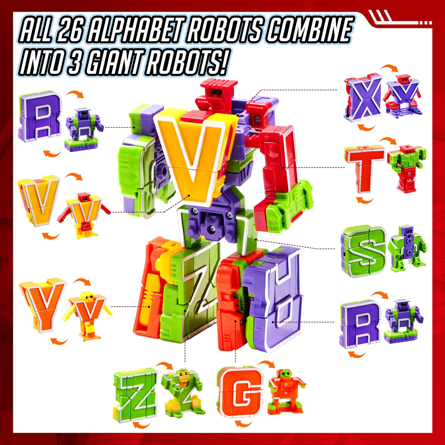 JOYIN Alphabet Robots Toys for Kids, ABC Learning Toys, Alphabots, Letters, Toddlers Education Toy, Carnival Prizes, Treasure Box and Prize for Classroom, Birthday Gift for Kids 3 4 5 6 7 8