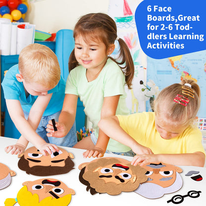 Craftstory 116 Pcs Feeling & Emotions Busy Board Sensory Toys for Toddlers - 6 Family Face Boards Social-Emotional-Learning-Games, Kids Autism Speech Therapy Materials, Gifts for Boys Girls Age 3+
