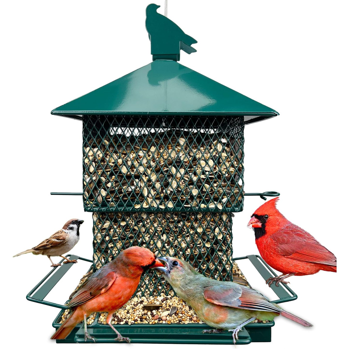 Bird Feeders for Outdoor Hanging, Heavy Duty Metal Bird Feeder, 6lb Large Capacity, Supports Cardinal, Finch, Blue Jay and Wild Birds