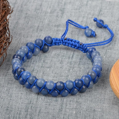 MASSIVE BEADS Double Layer Stone Chakra Healing Crystals Bracelet Yoga Beads Meditation Relax Anxiety Bangle for Unisex Women Men (Blue Quartz, 6mm)