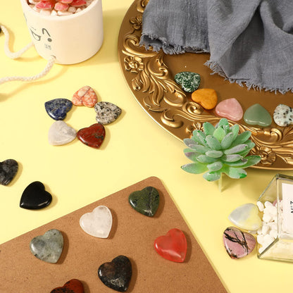 Nuenen 30 Pcs Heart Shape Crystals Bulk 1.2 Inch Gemstone Mother Gift Heart Stone Worry Rocks Quartz Love Wholesale Love Pocket Palm for Valentine's Day Women Mom (Classic Color)