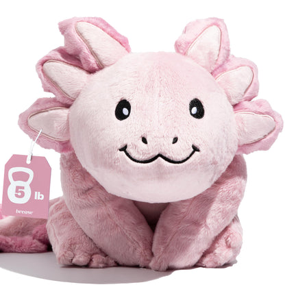 Brease 5 lb Unscented Weighted Pink Axolotl Dragon Stuffed Animal - Soft, Large Plush Toy for Comfort, Calm & Relaxation, Ideal Huggable Companion for Kids & Adults, Perfect Heavy Plushie for All Ages