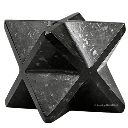 Amazing Gemstone Nuummite Merkaba Crystal - 0.75 Inches Metaphysical Merkaba Star for Meditation - Energetic Tetrahedron Crystal and Healing Stones for Spiritual Growth and Healing (15-20mm)