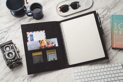 Eco-Friendly Folio Cover Compatible with Rocketbook, Moleskins, Notebooks and Journals - with Adjustable Pen Holder, Organizer Pockets, Business Card Holder - Letter Size 8.5 x 11(Carbon Gray)