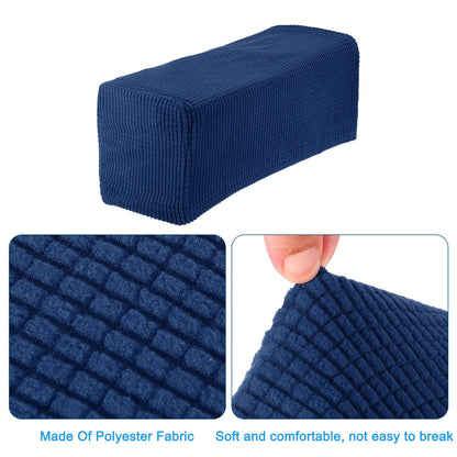 uxcell 2pcs Stretch Armrest Covers for Chairs/Sofas, Couch Arm Covers with Twist Pin, Furniture Protector Slipcovers Navy Blue