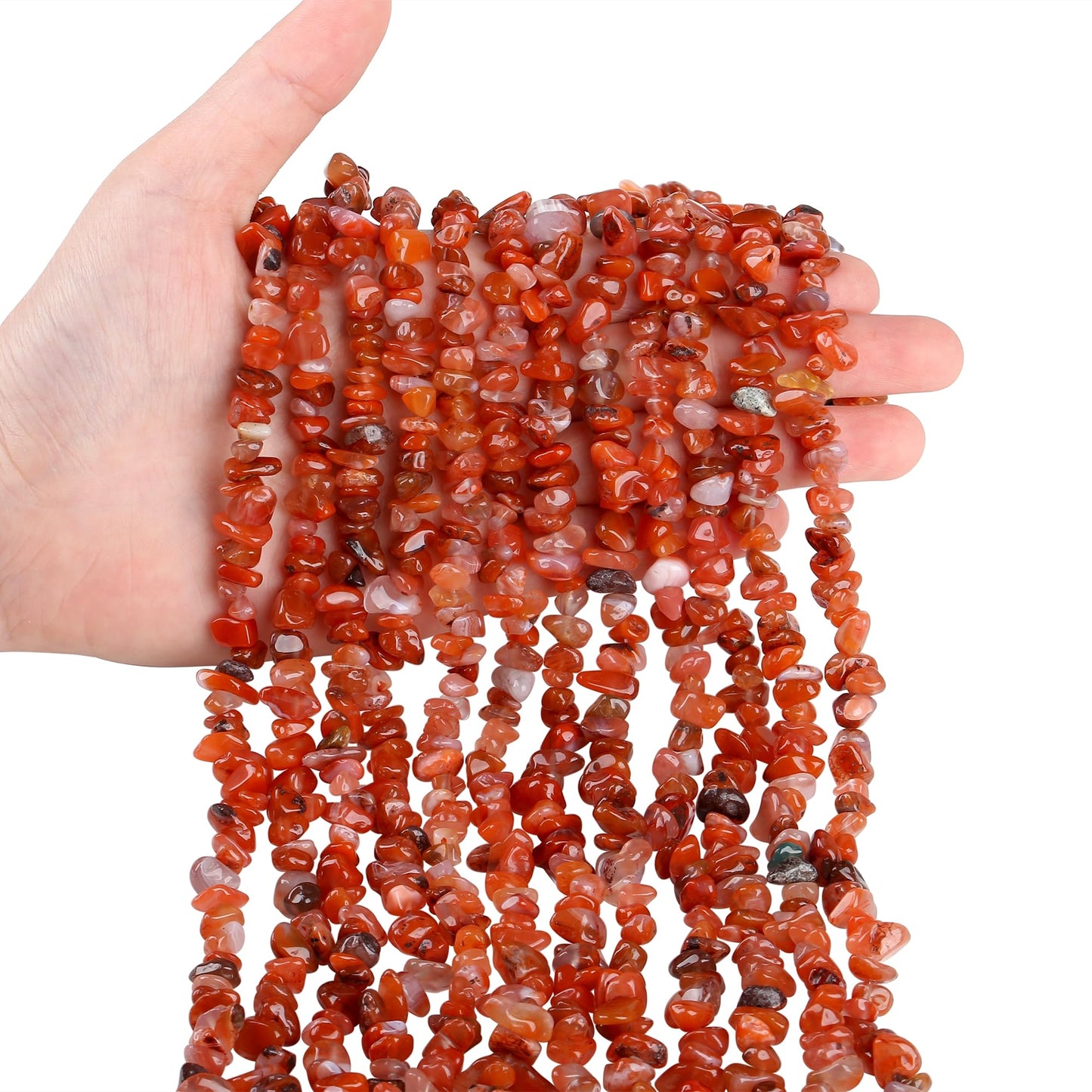 ZHIYUXI 400pcs Carnelian Beads 5-8mm Healing Crystals Gemstones for Bracelet Making 2 Strands Irregular Stone Loose Rocks Bead for Jewelry Making Hole Drilled DIY Necklace Earrings Craft Gifts
