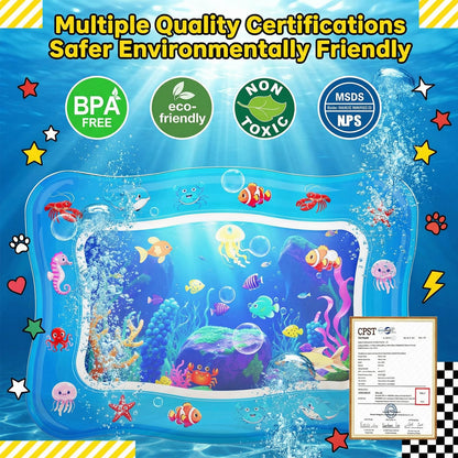 Aoioploa Cat Water Mat - Interactive Cat Toys Upgraded Thickened 0.7mm PVC Cooling & Heating Water Bed with Floating Fish, Anti-Scratch Leak Proof Foldable Water Sensor Play Mat for Cats