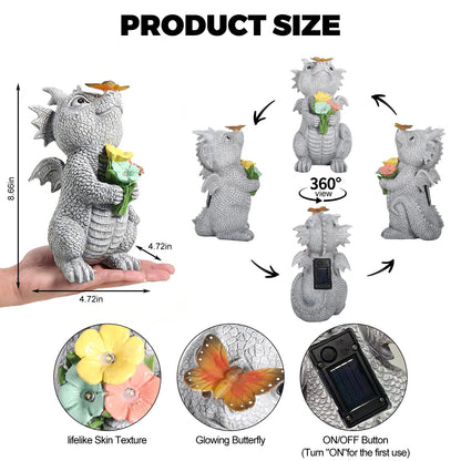 ehuoyan Solar Garden Dragon Statue Outdoor Garden Decor Lights Unique Dragon Gifts for Women Mom Yard Patio Decorations Solar Powered
