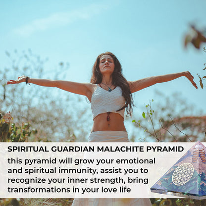 Orgonite Crystal Malachite Pyramid – Positive Energy Crystals Promote Chakra Healing to Enhance Spiritual Growth and Visionary Powers