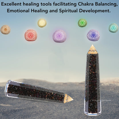 Amazing Gemstone Garnet Orgonite Orgone Crystal Towers - Large 4.5" Orgonite Crystal Wand Obelisk Tower Point for Meditation, Crystals and Healing Stones Gift and Protection