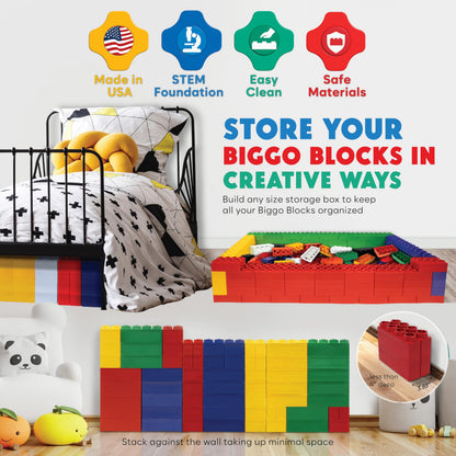 BiggoBlocks Large Building Blocks for Kids Ages 3-8 – 336 Piece Mega Set – Indoor & Outdoor STEM Toy for Boys & Girls