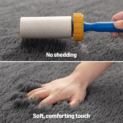 Amazon Basics Fluffy Washable Area Rug, Bedside Shaggy Carpet for Door Entryway, Living Room and Bedroom, 2' W × 3' L, Dark Gray