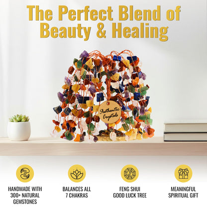 ANAYA AGATE 7 Chakra Tree of Life Feng Shui Crystal Tree for Home Décor, Wealth, Luck & Protection, Spiritual Reiki Healing Bonsai for Positive Energy Gift, Meditation & Manifestation Decor
