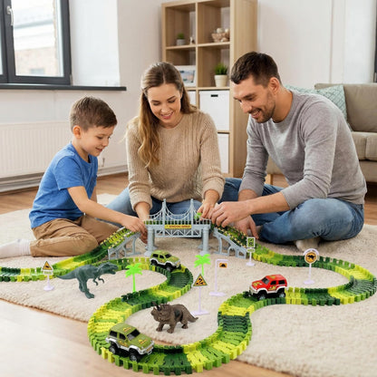 AUUGUU Dinosaur Toys - Create A Dino World with Flexible Race Track, Birthday Gift for Kids Ages 3+, Toys for 3 4 5 Year Old Boys