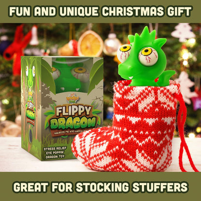 IPIDIPI TOYS Flippy Dragon Squishy Eye Popping - Squishy Toys for Trick or Treat - Fun Fidget Toy, Birthday Party Favors, Easter Basket Stuffers for Boys and Girls