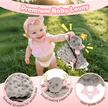 Totiro Newborn Baby Girl Gift, 9 Pcs Baby Gifts for Girls Newborn Essentials, New Baby Girl Gift Basket Baby Shower Gender Reveal Gifts, New Mom Gift Swaddle Blanket Bunny Rattle Gift Set