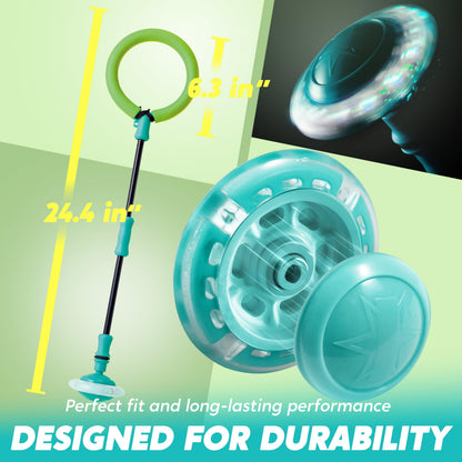 JOYIN Green Ankle Skip Ball with Flashing Lights, Toy for Kids Indoor & Outdoor, Flashing Swing Ball Foldable Sports Toy, Birthday Gifts for Kids 3 4 5 +