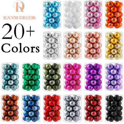 34ct Grey Christmas Ball Ornaments Shatterproof Plastic Christmas Tree Decorations for Xmas Party Home Office Holiday Decor -Medium Size (2.36"/ 60mm)