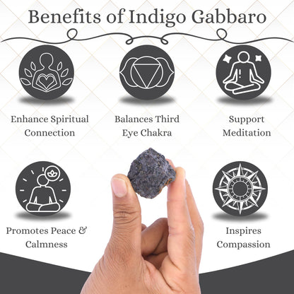 ANAYA AGATE Indigo Gabbro 2 Pcs Raw Crystals Rough Gemstones w/Authenticity Card, Velvet Pouch - Large 1.25–2.0" Raw Stones for Tumbling, Cabbing, Polishing, Cutting Natural Healing Crystals for Home Decor, DIY Stones