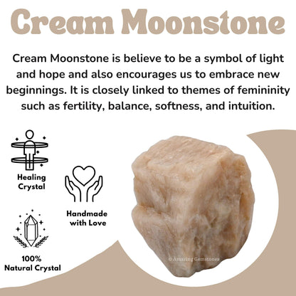 Amazing Gemstone Cream Moonstone Raw Crystals and Healing Stones, Natural Rocks For Tumbling - DIY Raw Stones And Crystals (1 Piece)
