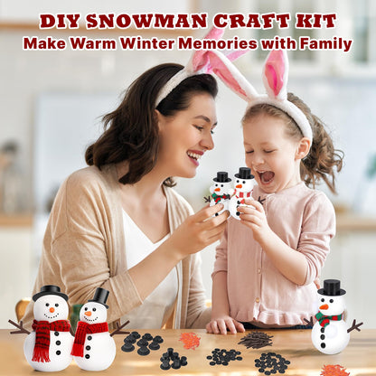 Outivity 300 Pcs Snowman Crafts DIY Kits for Winter Kids, Classroom & Group Craft Supplies, Includes 30 Mini Black Top Hats, 180 Snowman Craft Buttons, 30 Carrot Noses and 60 Hands